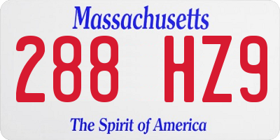 MA license plate 288HZ9