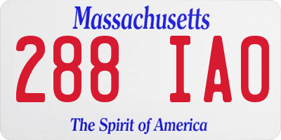 MA license plate 288IA0