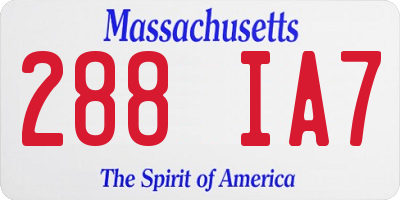 MA license plate 288IA7
