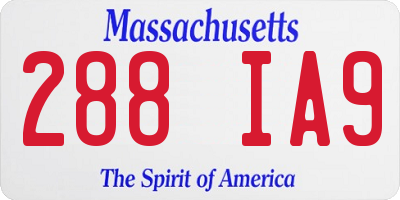 MA license plate 288IA9