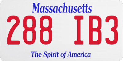 MA license plate 288IB3