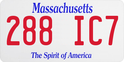 MA license plate 288IC7
