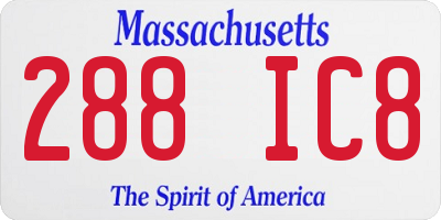 MA license plate 288IC8