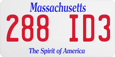 MA license plate 288ID3