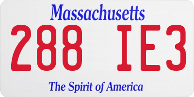 MA license plate 288IE3