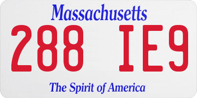 MA license plate 288IE9