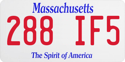MA license plate 288IF5