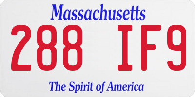 MA license plate 288IF9