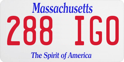 MA license plate 288IG0