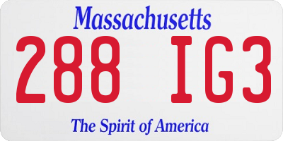 MA license plate 288IG3