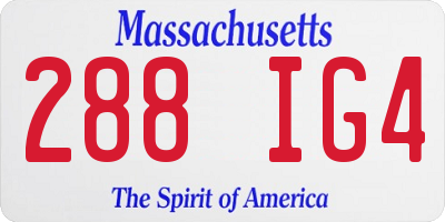 MA license plate 288IG4