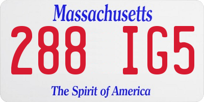 MA license plate 288IG5