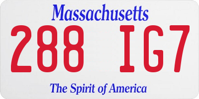 MA license plate 288IG7