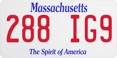 MA license plate 288IG9