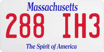 MA license plate 288IH3