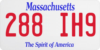 MA license plate 288IH9