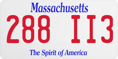 MA license plate 288II3