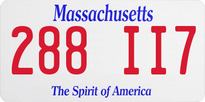 MA license plate 288II7