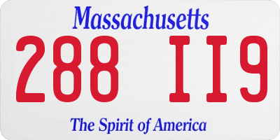 MA license plate 288II9