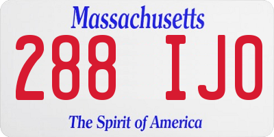 MA license plate 288IJ0