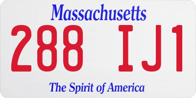 MA license plate 288IJ1