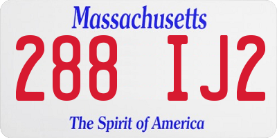 MA license plate 288IJ2