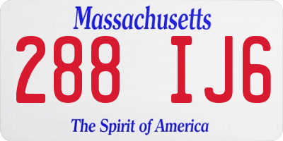 MA license plate 288IJ6