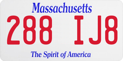 MA license plate 288IJ8