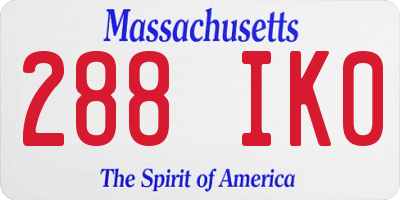 MA license plate 288IK0