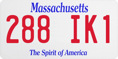 MA license plate 288IK1