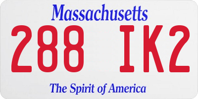 MA license plate 288IK2