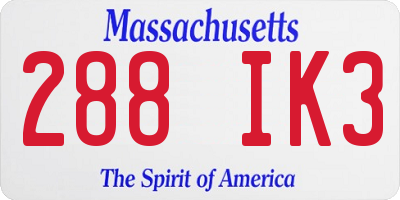 MA license plate 288IK3