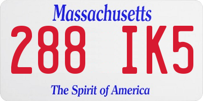 MA license plate 288IK5