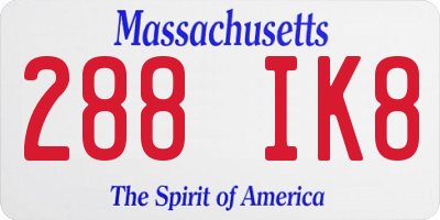 MA license plate 288IK8