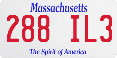 MA license plate 288IL3