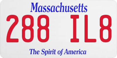 MA license plate 288IL8