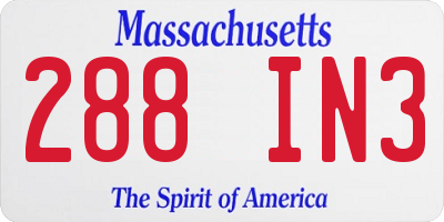 MA license plate 288IN3