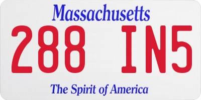 MA license plate 288IN5