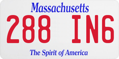 MA license plate 288IN6