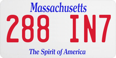 MA license plate 288IN7