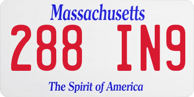 MA license plate 288IN9