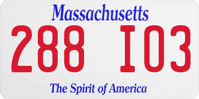 MA license plate 288IO3