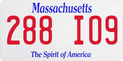 MA license plate 288IO9
