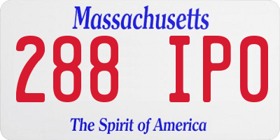 MA license plate 288IP0