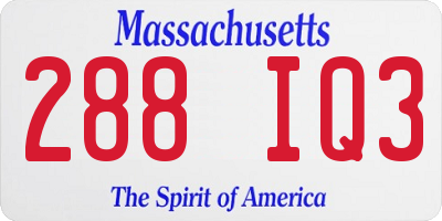 MA license plate 288IQ3