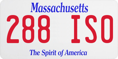 MA license plate 288IS0