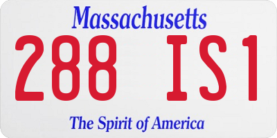 MA license plate 288IS1