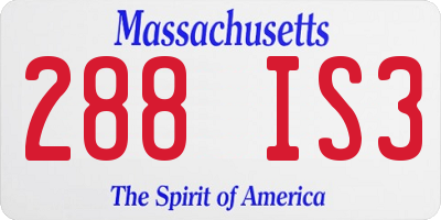 MA license plate 288IS3
