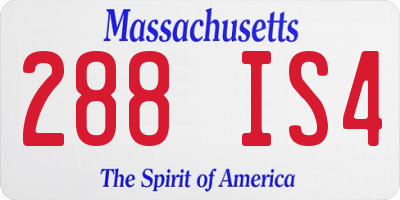 MA license plate 288IS4