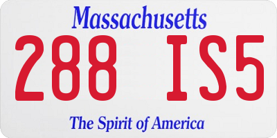 MA license plate 288IS5